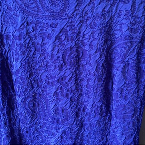 Royal blue printed long sleeved mini dress - Picture 4 of 5